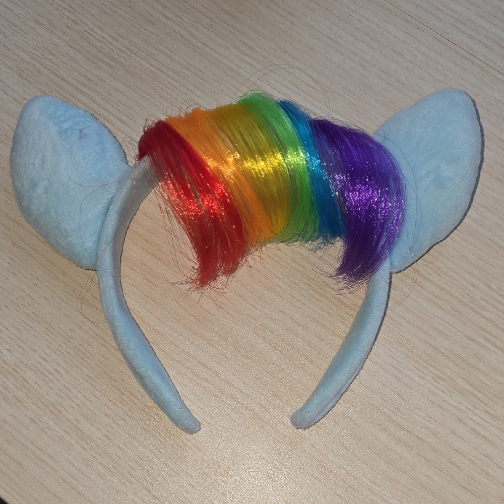New Hasbro My Little Pony Rainbow DASH Hair Headband with Light Blue Ears